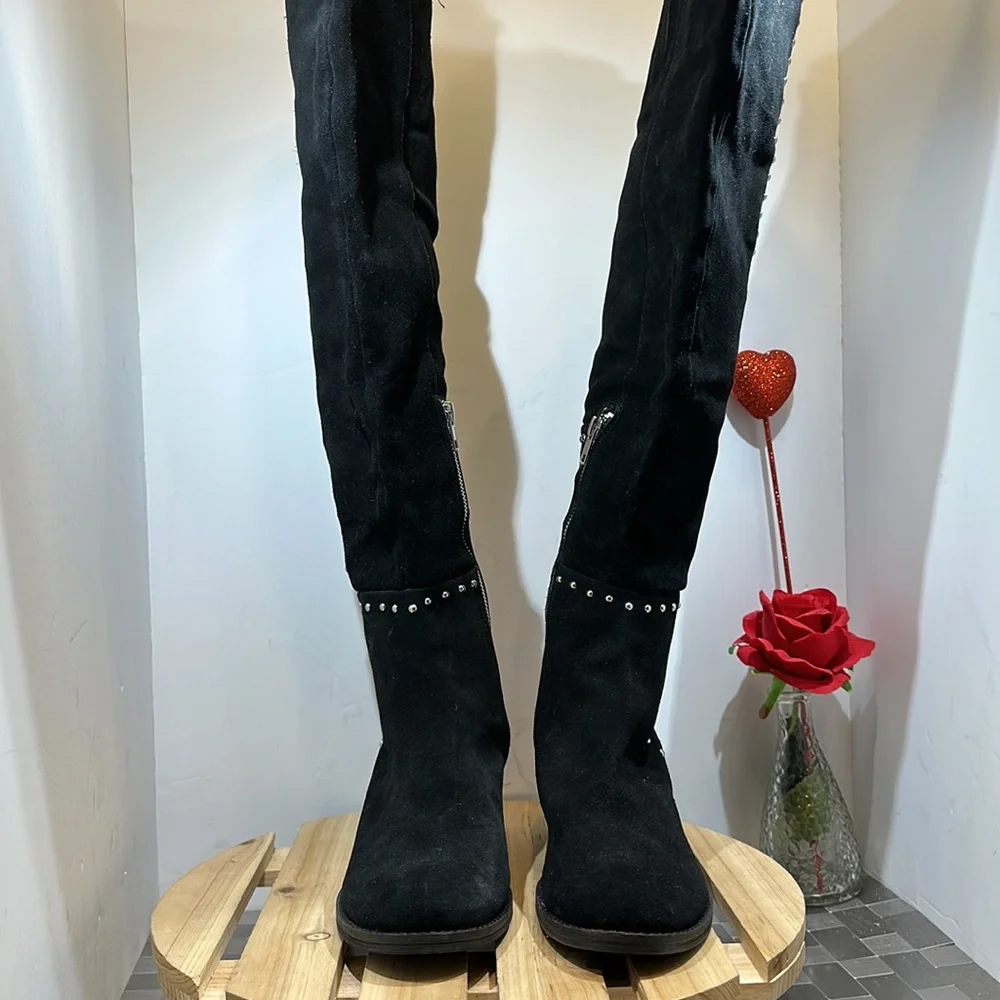 Design lab Odel leather studded‎ riding over the  knee  boots